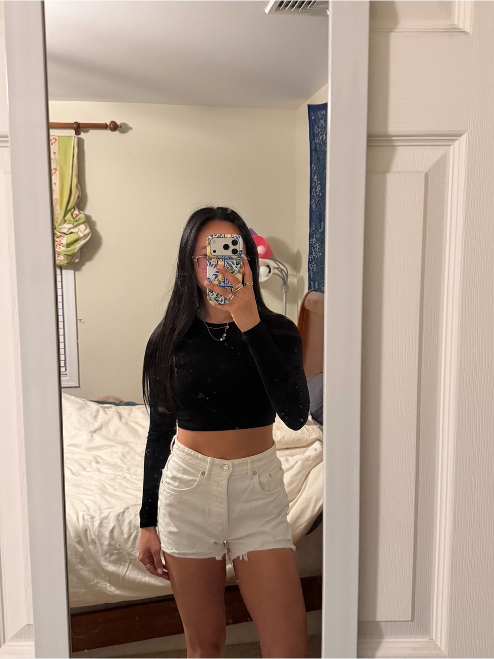 Zara High Rise White Denim Jean Shorts
